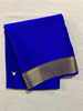 Wedding Wear Royal Blue Mysore Silk Plain Saree With Zari Border And Stylish Blouse