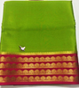 Traditional Plain Green And Pink Mysore Crepe Silk Saree Perfect Zari Border For Events