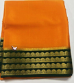 Orange And Green Festive Mysore Soft Silk Saree With Contrasting Zari Border