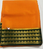 Orange And Green Festive Mysore Soft Silk Saree With Contrasting Zari Border