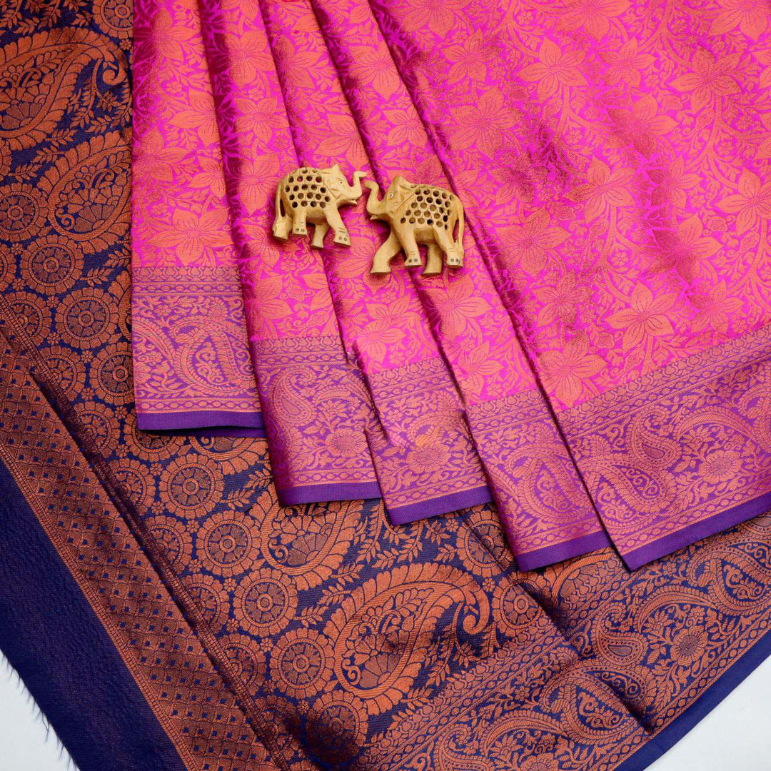 Handloom Semi Bridal Korvai Silk Pink Weaving Saree