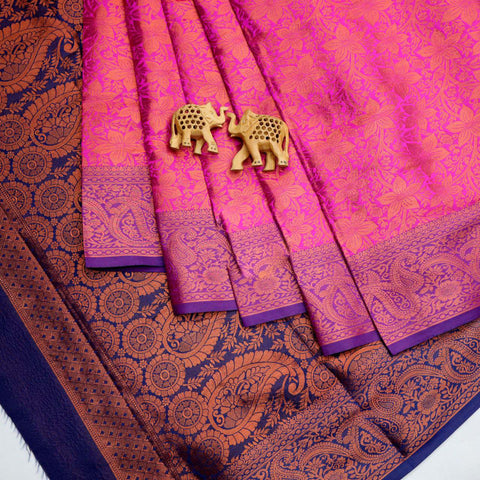 Handloom Semi Bridal Korvai Silk Pink Weaving Saree