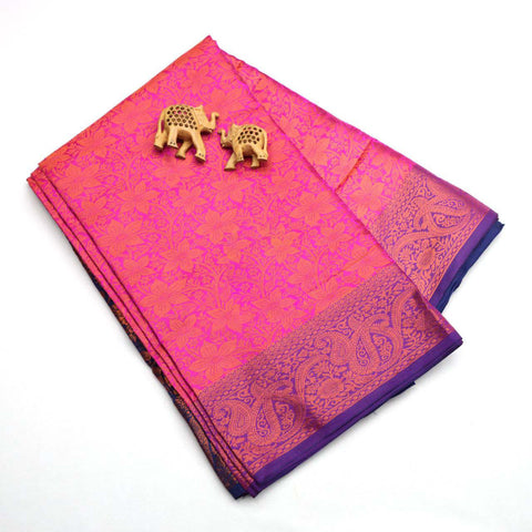 Handloom Semi Bridal Korvai Silk Pink Weaving Saree