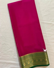 Pink Pure Mysore Silk Saree Ideal For Occasions With Zari Border And Blouse Material