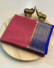 Exclusive  Zari Border Pink nd Blue  Colour Plain Mysore Silk Saree.