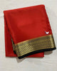 Traditional Mysore Soft Silk Saree In Red And Black Contrast Zari Border Style