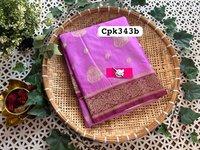 Traditional Purple Soft Silk Saree With Rich Handloom Weaving Craft