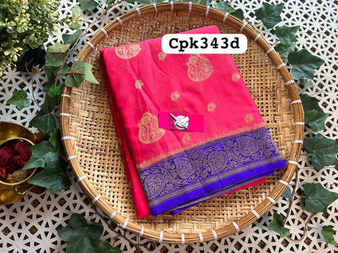 Designer Pink Soft Silk Handloom Saree With Festive Weaving Motifs