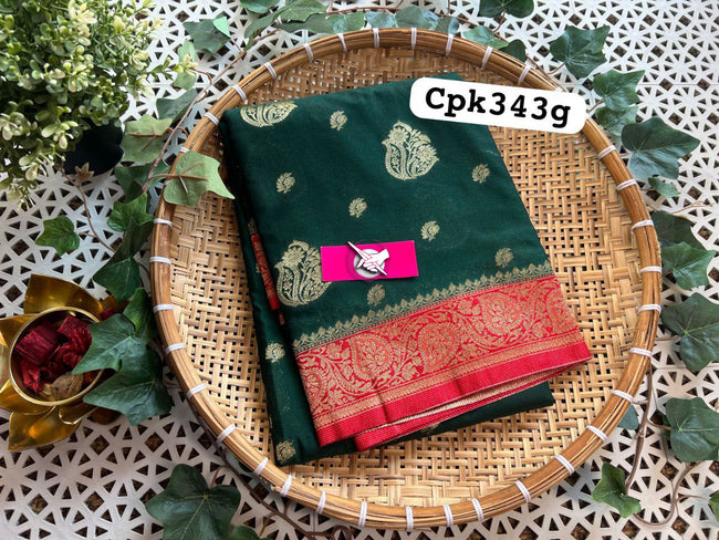 Gorgeous Green And Pink Viscose Soft Silk Saree Handcrafted Weaving Design