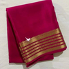 Pink Mysore Soft Silk Plain Saree With Traditional Zari Border Blouse Material