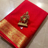 Exclusive Designer Mysore Soft Silk Saree In Red With Zari Border And Blouse Set