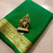 Elegant Mysore Soft Silk Green Saree With Zari Border Unstitched Blouse Fabric