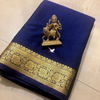 Stylish Royal Blue Mysore Silk Saree Plain Look With Shiny Zari Border And Blouse Fabric