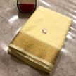 Graceful Off White Mysore Soft Silk Saree With Zari Woven Border Blouse Material
