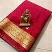 Maroon Solid Color Mysore Silk Saree With Zari Border And Unstitched Blouse Fabric