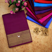 Premium Mysore Soft Silk Saree Purple Plain Look With Designer Zari Border Blouse