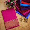 Plain Mysore Silk Saree In Pink With Rich Zari Border And Matching Blouse