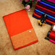 Simple Yet Stunning Orange Pure Mysore Silk Saree With Thin Zari Woven Border