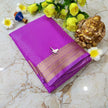 Light Purple Solid Mysore Crepe Silk Saree Plain Body Tiny Border And Designer Blouse Set