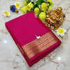 Stylish Plain Mysore Crepe Silk Saree In Rose Gold With Sleek Border And Fancy Blouse