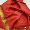 Office Wear Red Pure Crepe Silk Saree Mysore Style With Tiny Border And Blouse