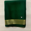 Premium Green Plain Crepe Silk Saree Mysore Weave With Contrast Border And Blouse