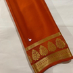 Orange Mysore Pure Silk Saree Elegant Gold Lace Zari Work With Self Blouse Set