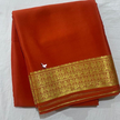 Majestic Orange Semi Mysore Style Soft Silk Saree For Traditional Wear