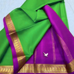 Traditional Mysore Soft Silk Saree Green And Purple Classic Plain With Zari Border