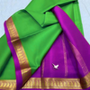 Traditional Mysore Soft Silk Saree Green And Purple Classic Plain With Zari Border