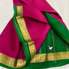 Exclusive  Zari Border Pink  nd Green Colour Plain Mysore Silk Saree.