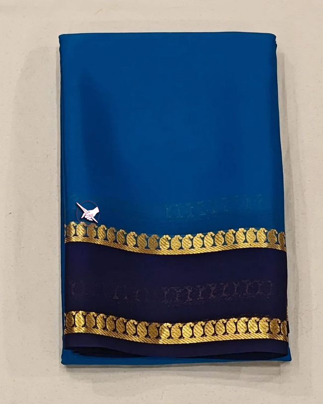 GORGEOUS Mysore silk sarees in beautiful zari border in Blue  colours! 😍