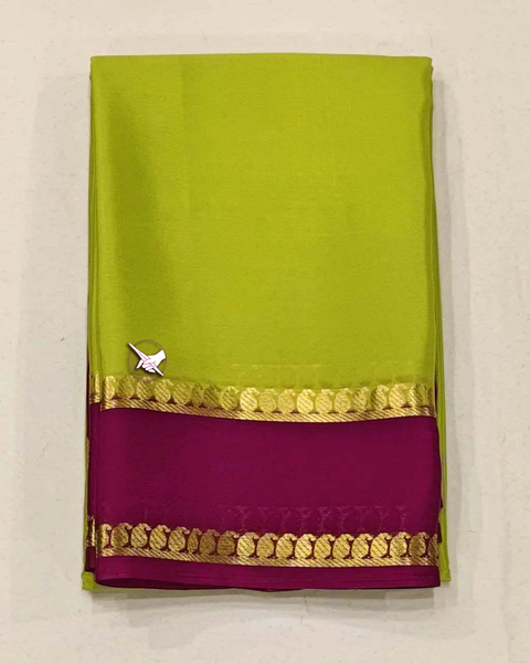 GORGEOUS Mysore Silk Sarees In Beautiful Zari Border In Lemon Colours!