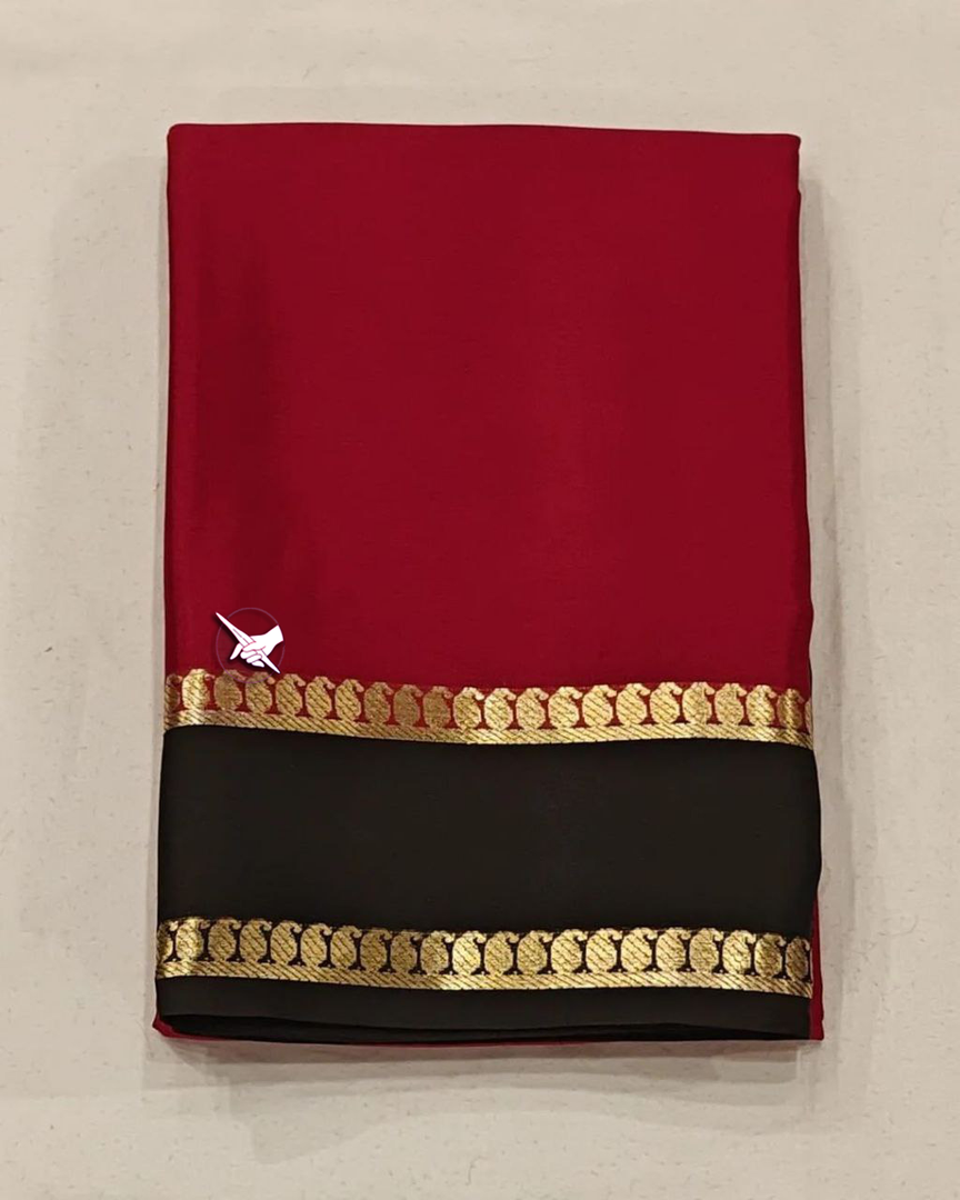 GORGEOUS Mysore Silk Sarees In Beautiful Zari Border In Red  Colours!