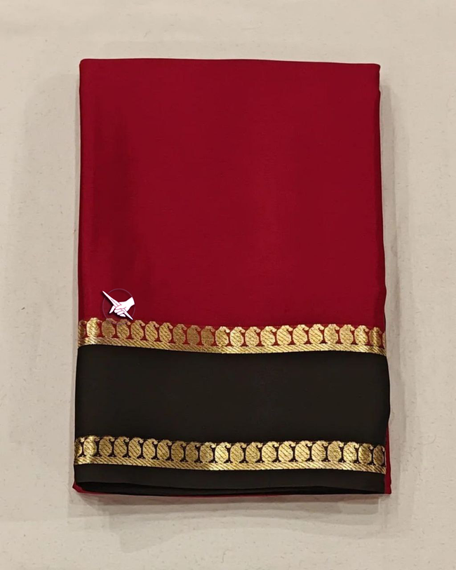 GORGEOUS Mysore Silk Sarees In Beautiful Zari Border In Red  Colours!