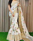 Charming Floral Pattern Digital Print Saree In Pure Handloom Soft Silk