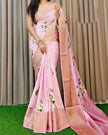 Flower Printed Handloom Soft Silk Saree