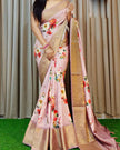 Flower Printed Handloom Soft Silk Saree