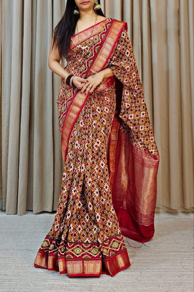 Pochampalli Printed Handloom Soft Silk Saree