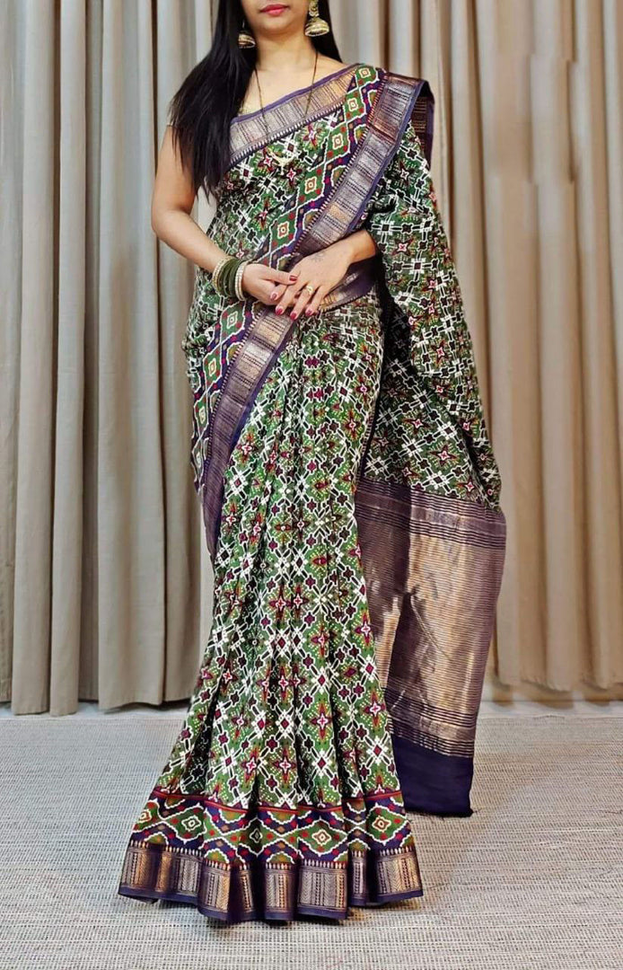 Pochampalli Printed Handloom Soft Silk Saree