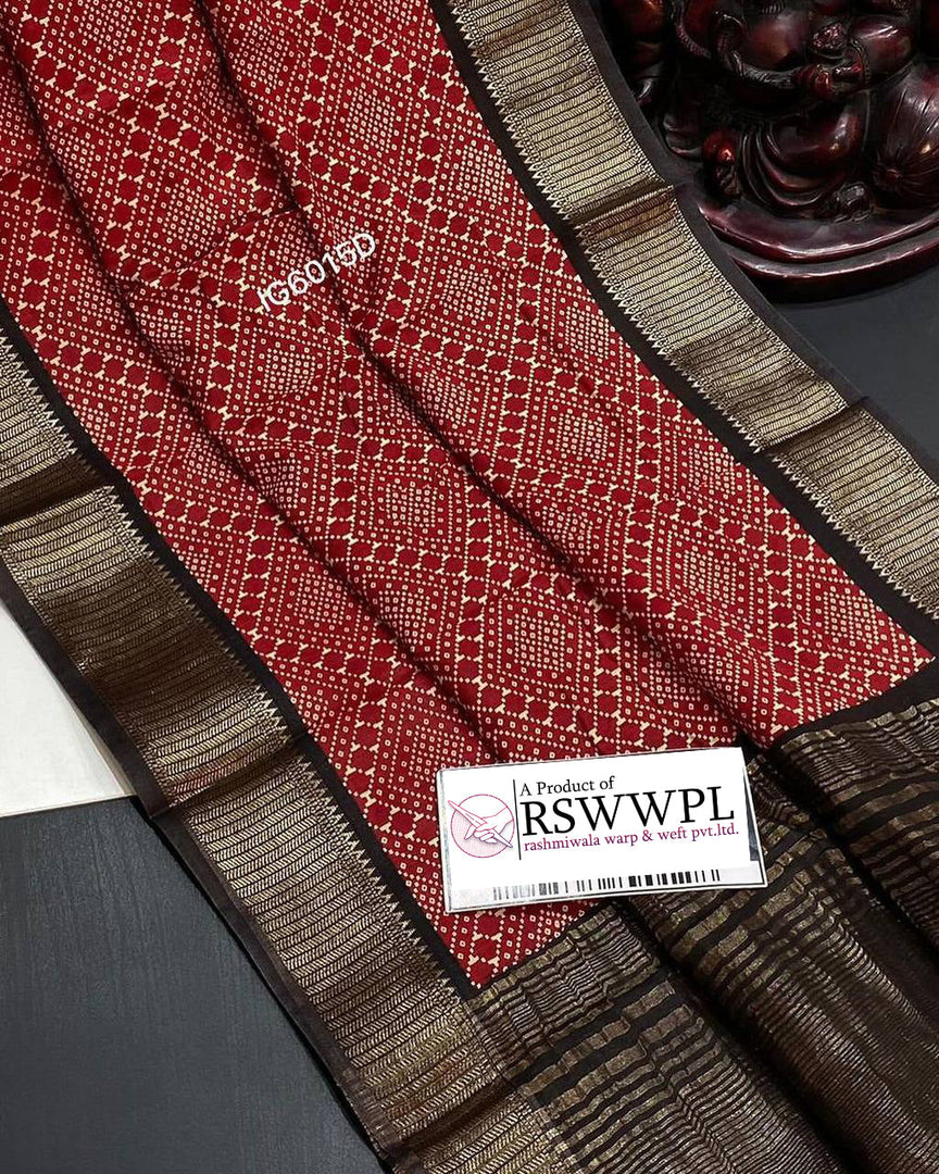 Stylish fancy Ikat print, vibrant Red  colors, and intricate patterns