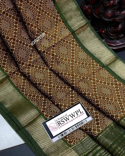 Stylish fancy Ikat print, vibrant Yellow colors, and intricate patterns.