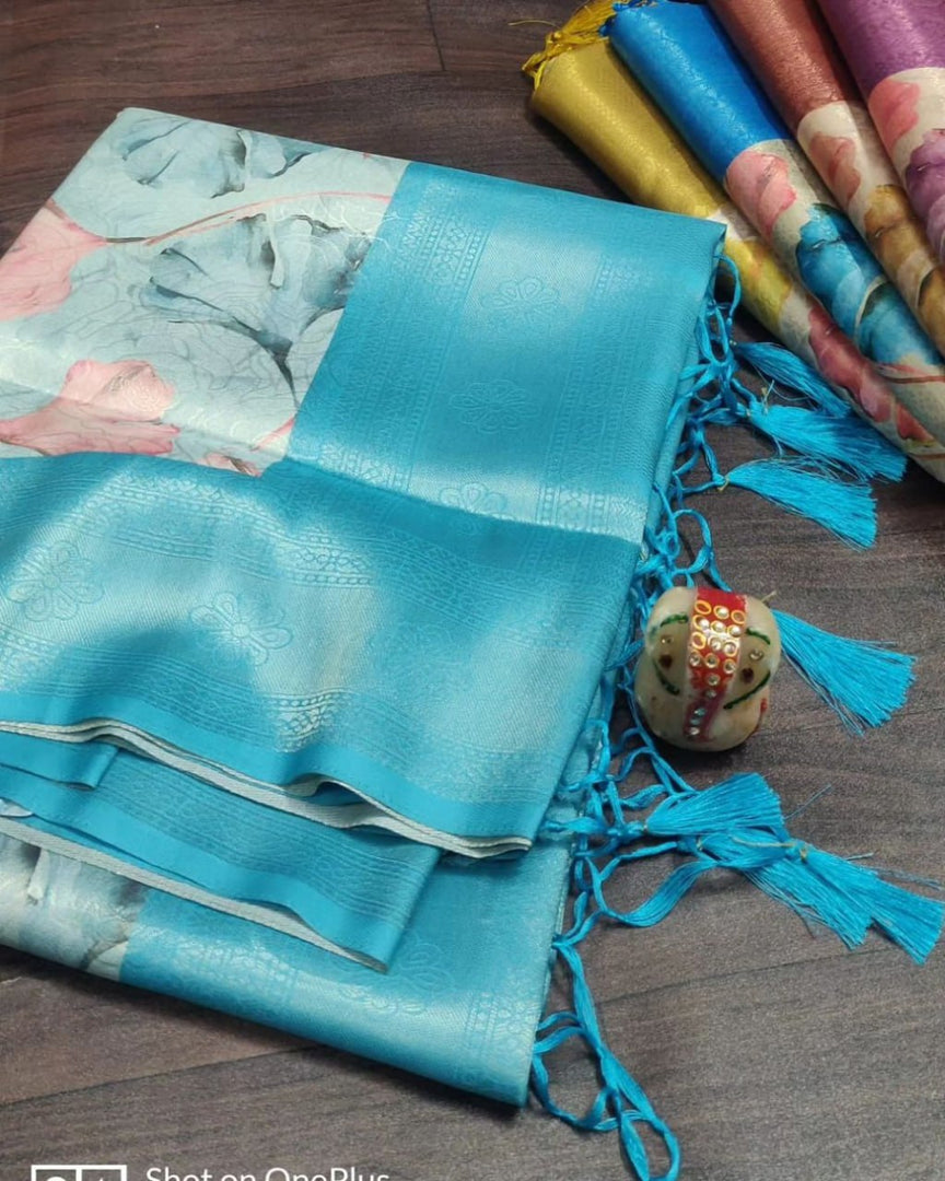 Fashion Forward Soft Silk Saree With All Over Digital Print
