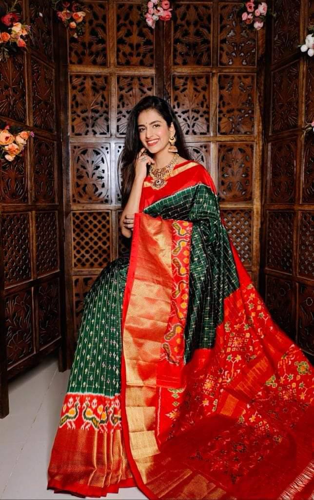 ikkat  Printed handloom Soft Silk Saree