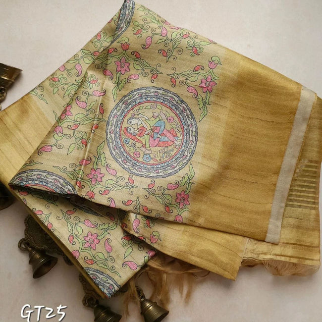 Elegant Kalamkari Digital Print Assam Pattu Soft Silk Handloom Saree