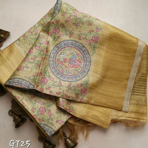 kalamkari Printed Handloom Soft Silk Saree