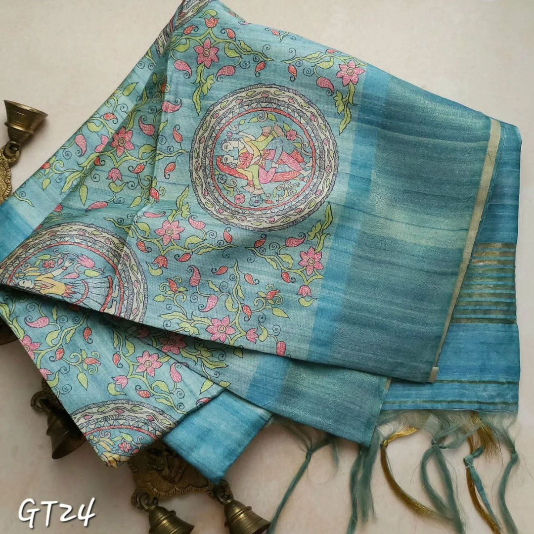 kalamkari Printed Handloom Soft Silk Saree