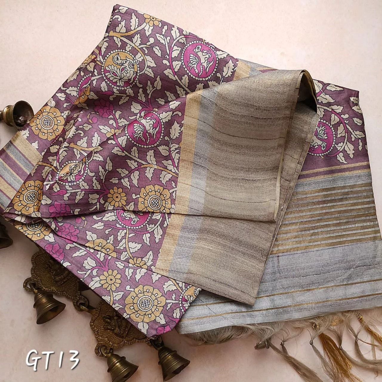 Trendy Kalamkari Digital Print Soft Silk Saree In Rich Assam Handloom Weave
