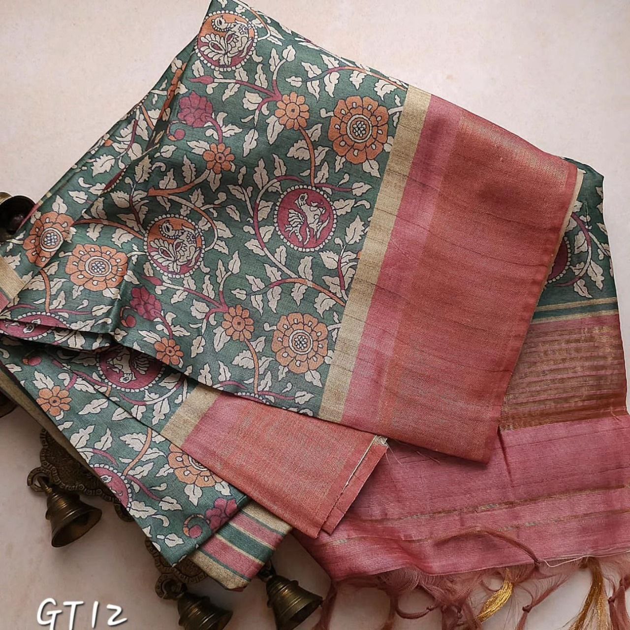 Heritage Soft Silk Saree With Assam Pattu Style And Kalamkari Digital Motifs