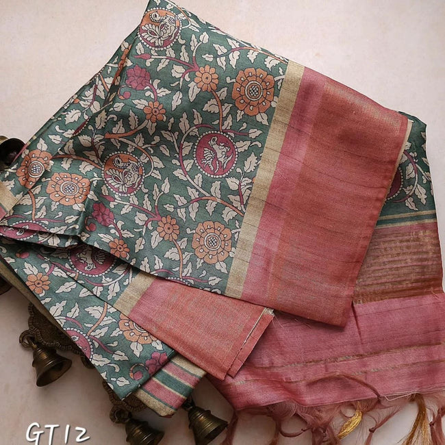 kalamkari Printed Handloom Soft Silk Saree